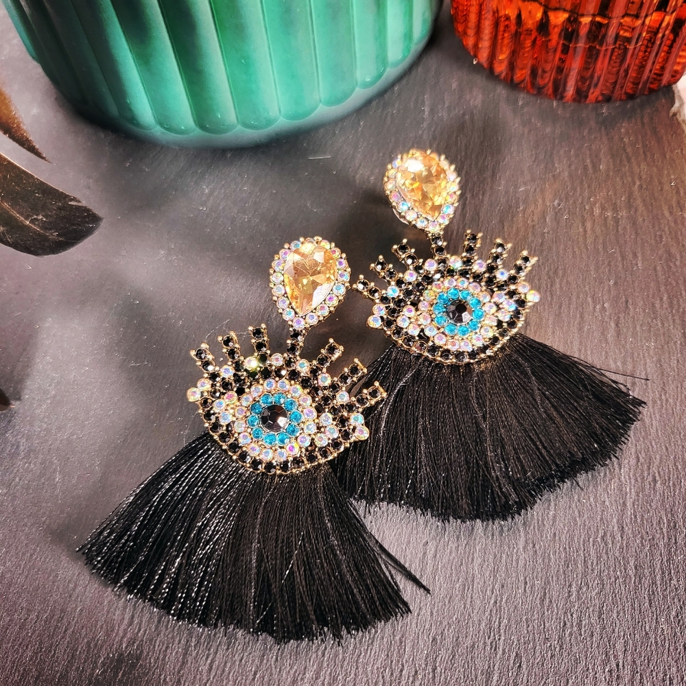 Evil Eye Earrings - Picture 2 of 2